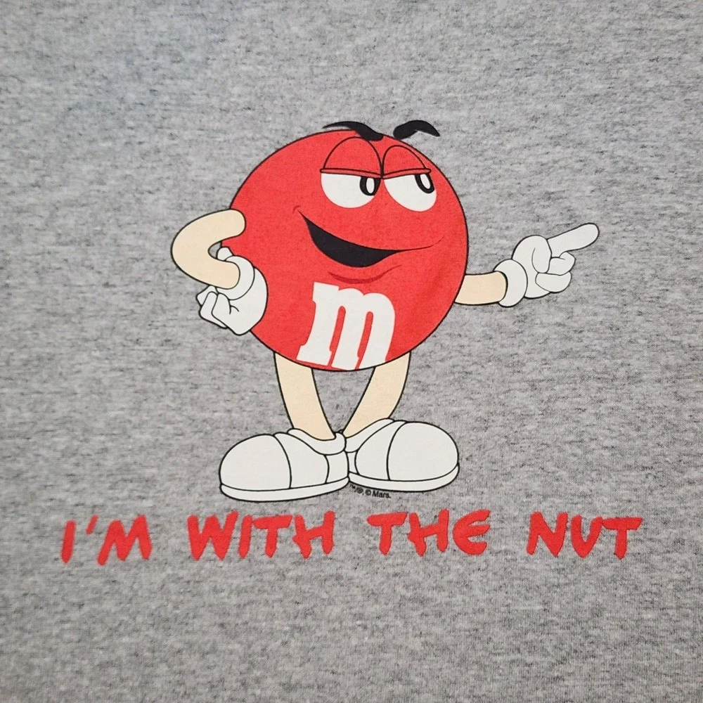M&Ms Red Character Im With The Nut Graphic T-Shirt Gray XL Delta Pro Weight NWT - Picture 2 of 7